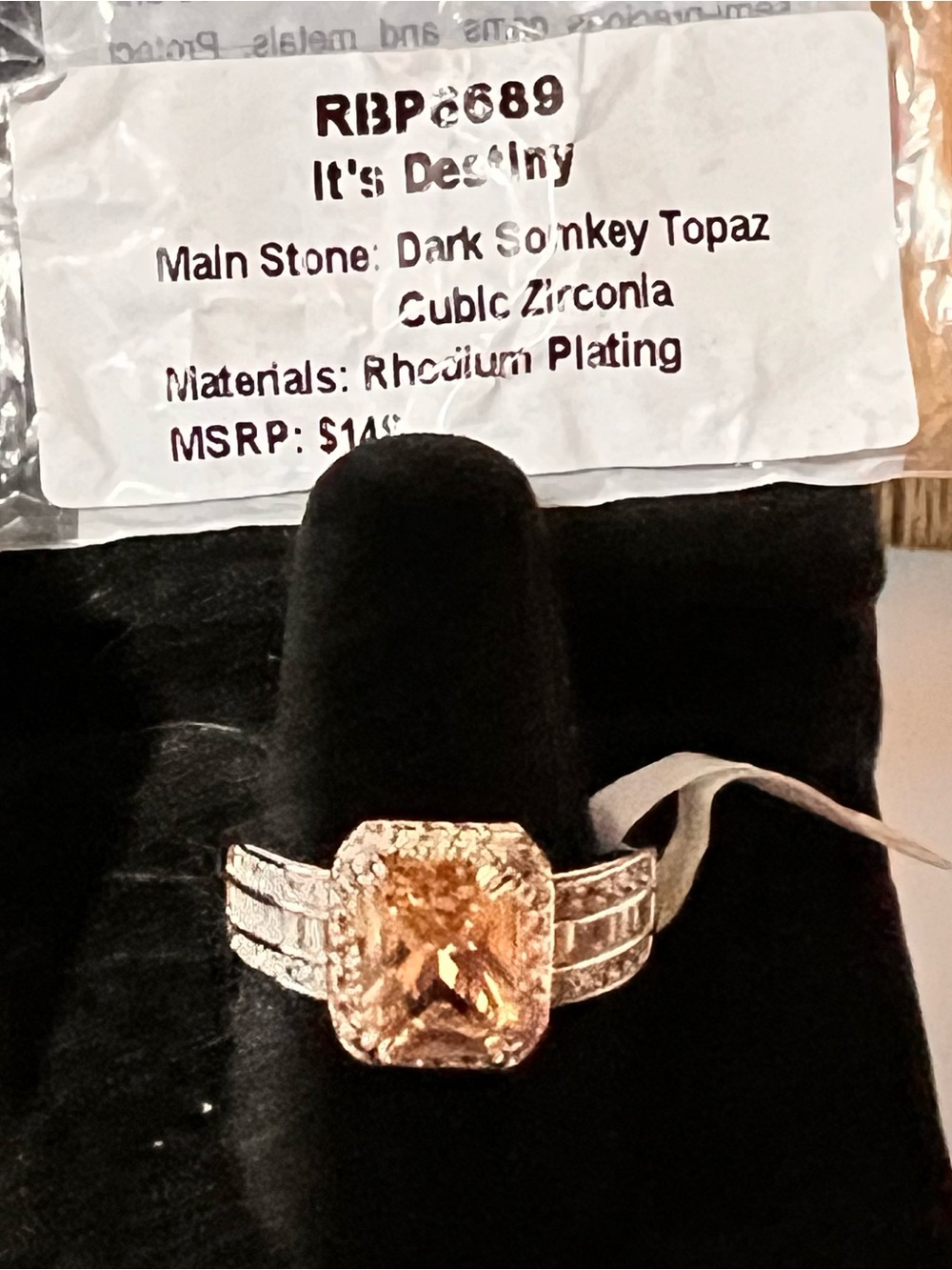 Bp Ring”It’s destiny “with Dark Smoky Topaz and Cubic Zirconia stones.